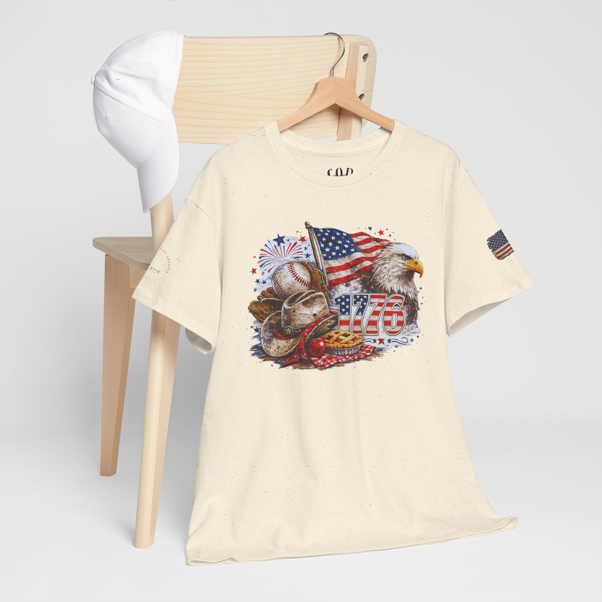 Patriotic Eagle American Flag T-Shirt — USA 1776 Military Tribute Tee