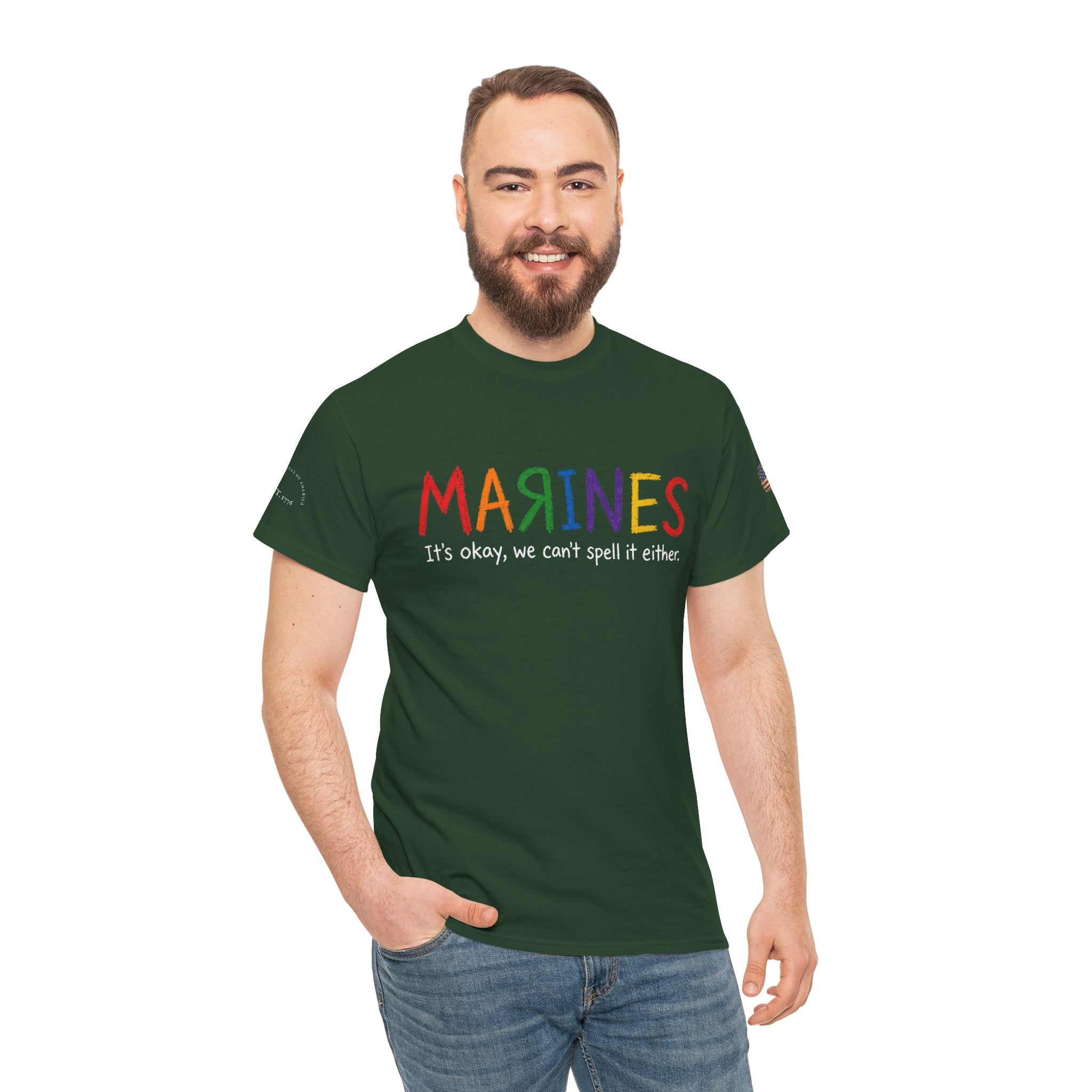 Marines Crayon Tee — “It’s okay, we can’t spell it either” Military Humor T-Shirt