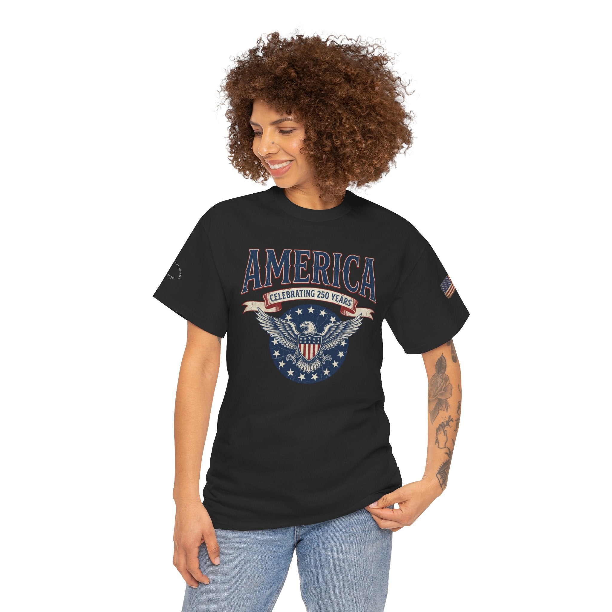 America Patriotic T‑Shirt – "America Celebrating 250 Years" Eagle Emblem