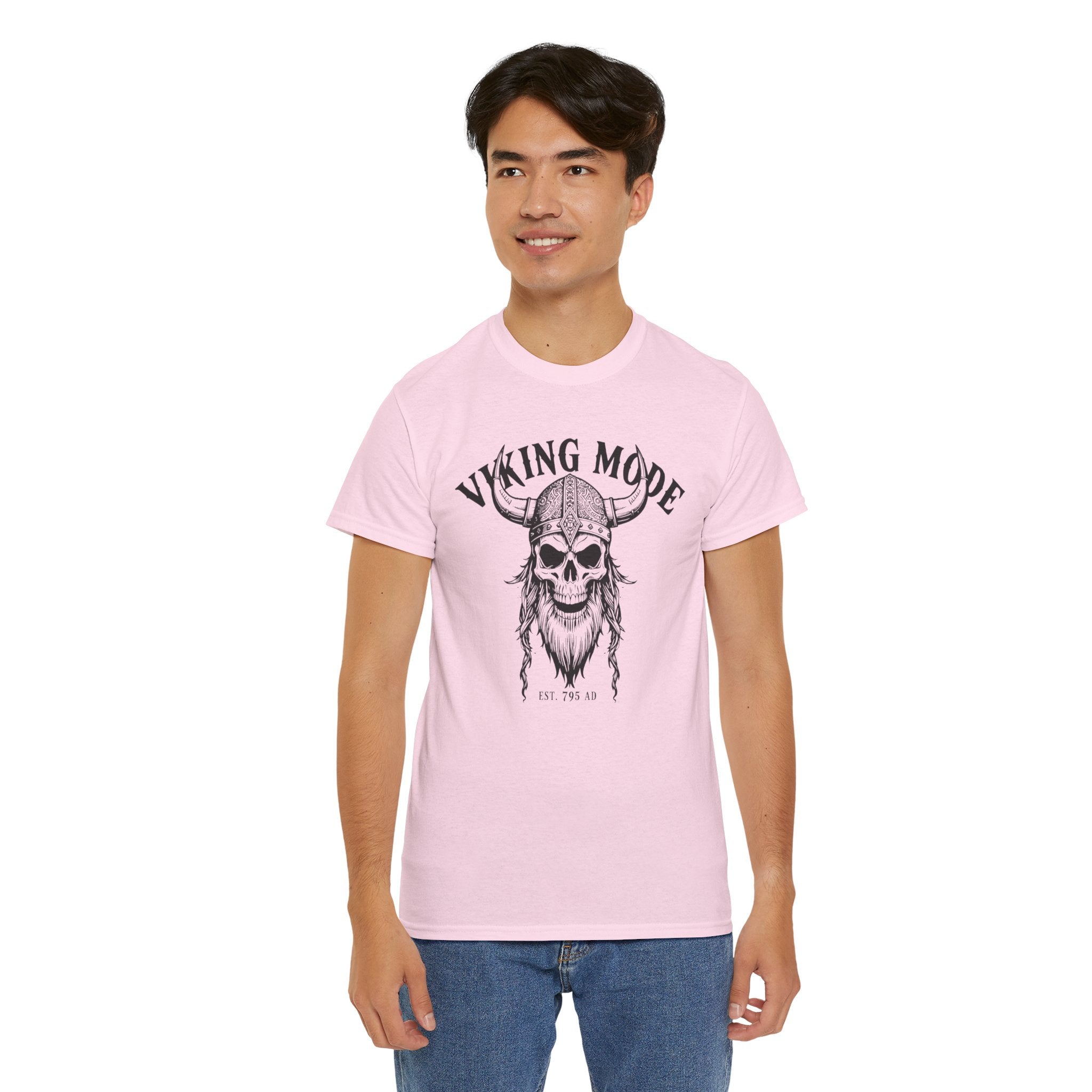 Viking Mode Skull Viking T-shirt | Norse Helmet Skull Graphic Tee
