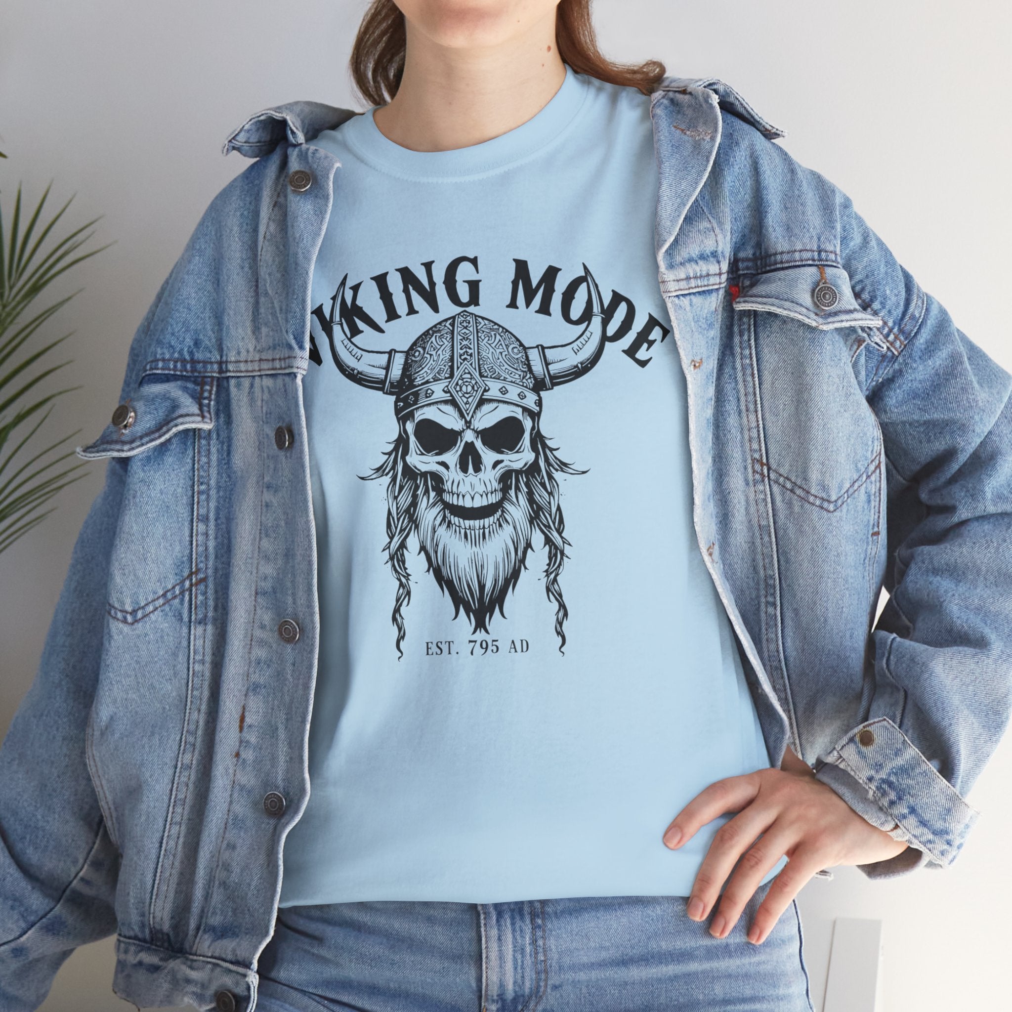 Viking Mode Skull Viking T-shirt | Norse Helmet Skull Graphic Tee