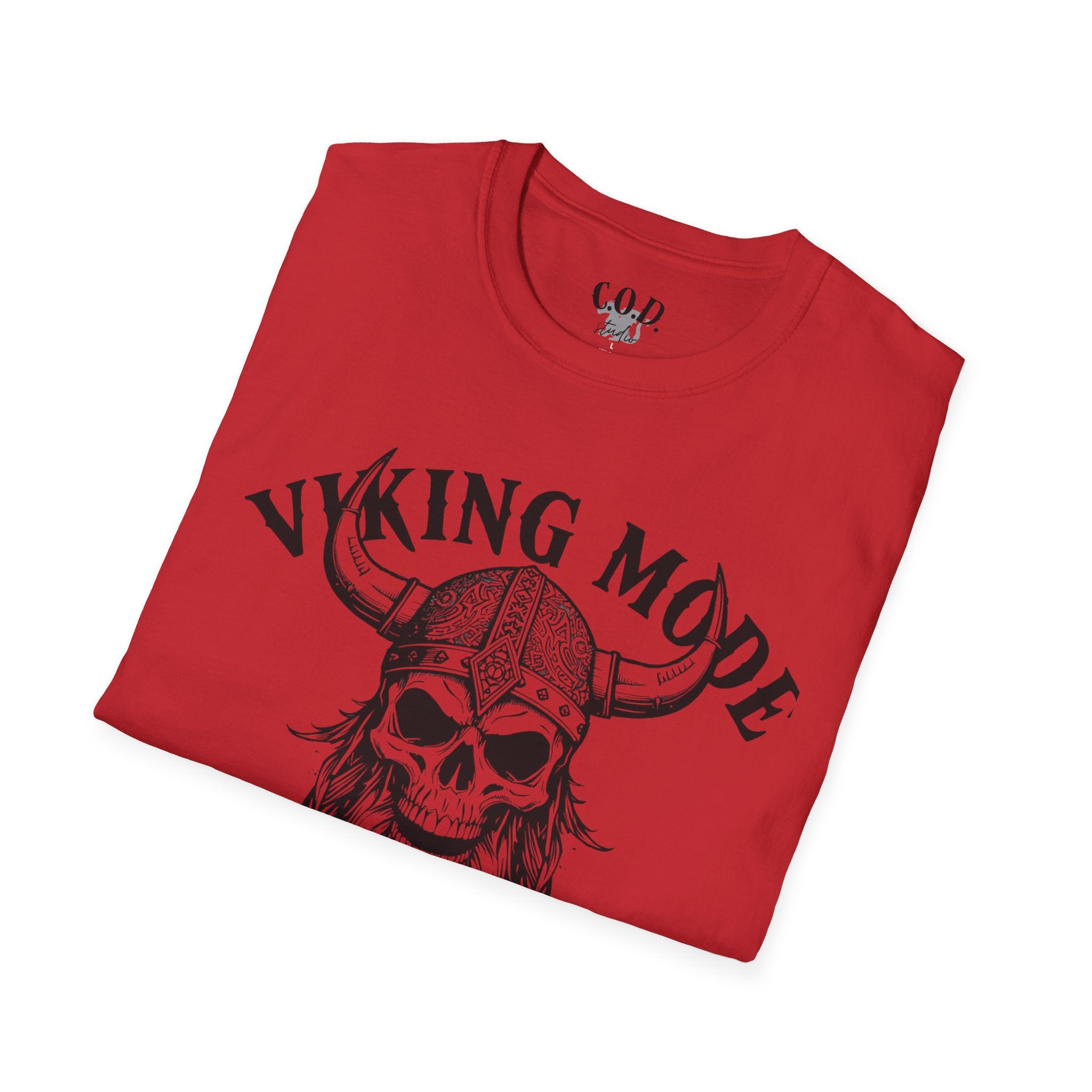 Viking Mode T-Shirt — Skull Horned Helmet Graphic