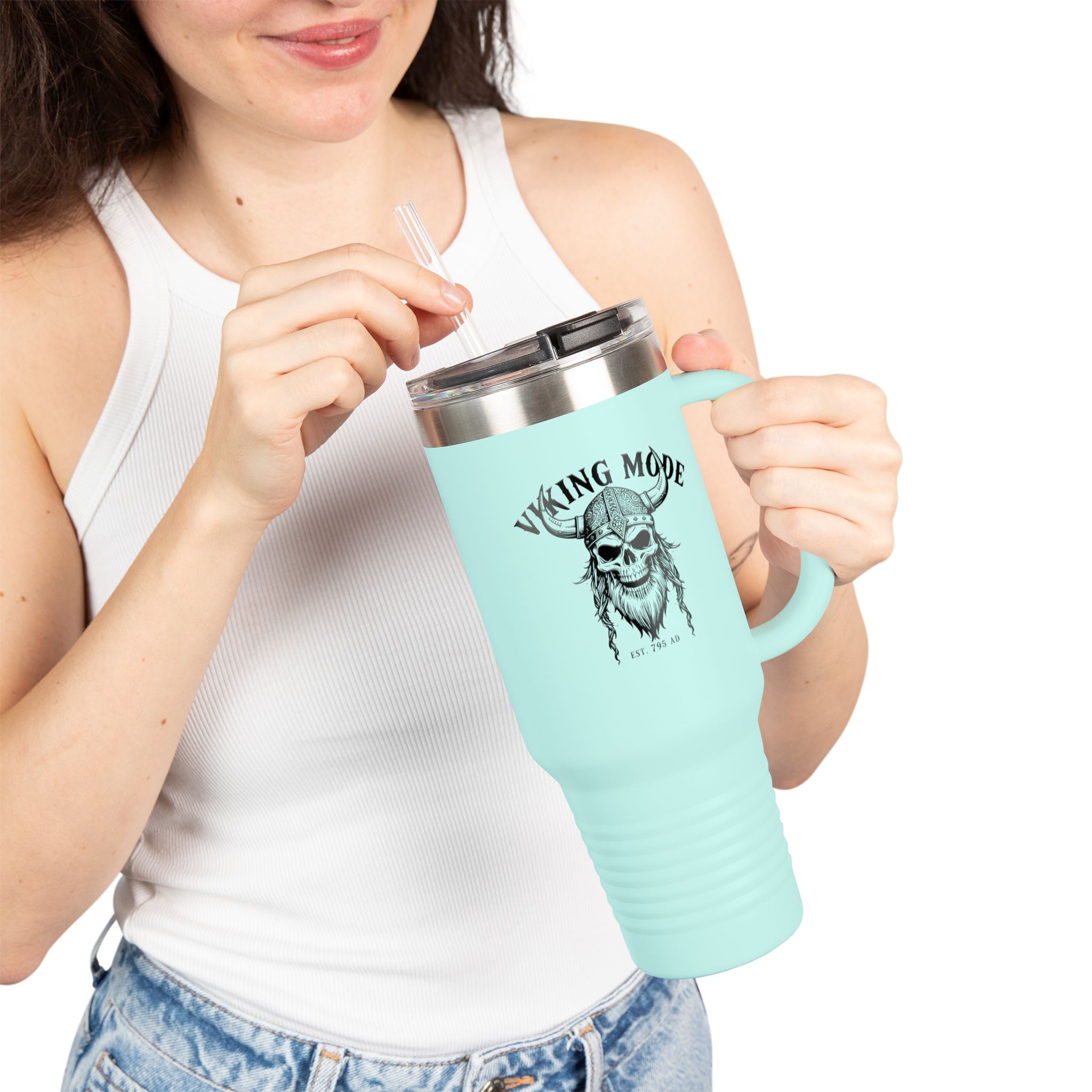 Viking Mode Skull helmet travel mug | 40oz insulated travel mug