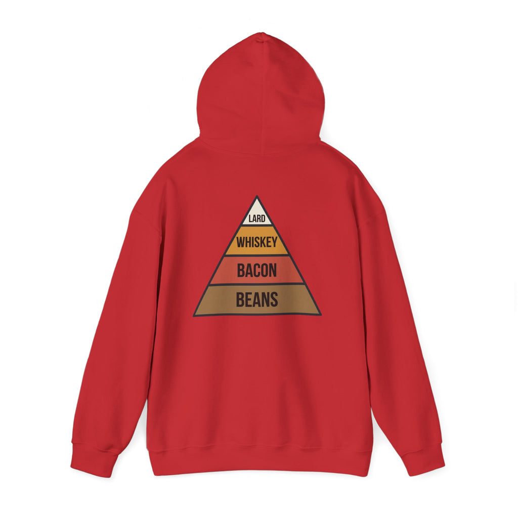 Food Pyramid Design Hoodie | Beans Bacon Whiskey Lard Illustration