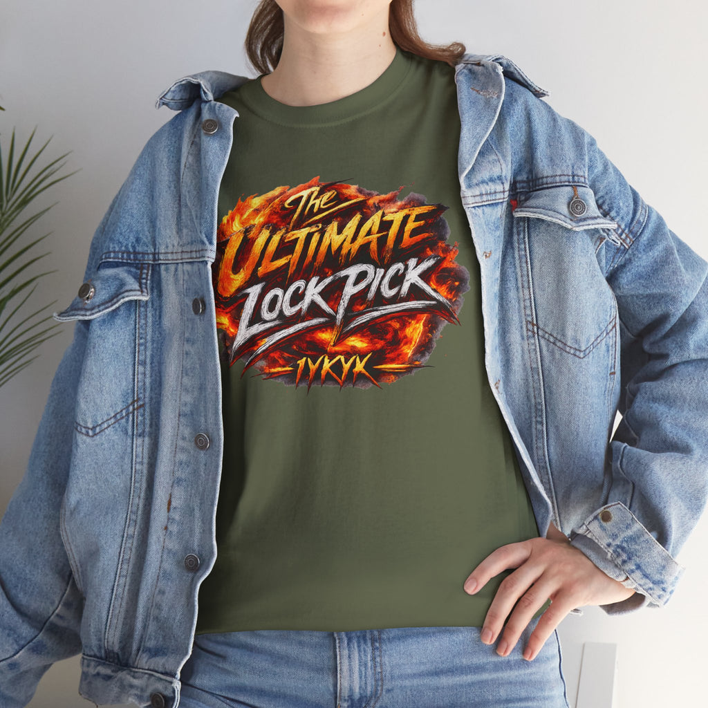 T-Shirt — "Ultimate Lock Pick" Fiery Logo Graphic Tee
