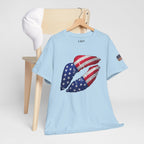 American Flag Kiss T‑Shirt – Patriotic USA Lip Print Tee for 4th of July