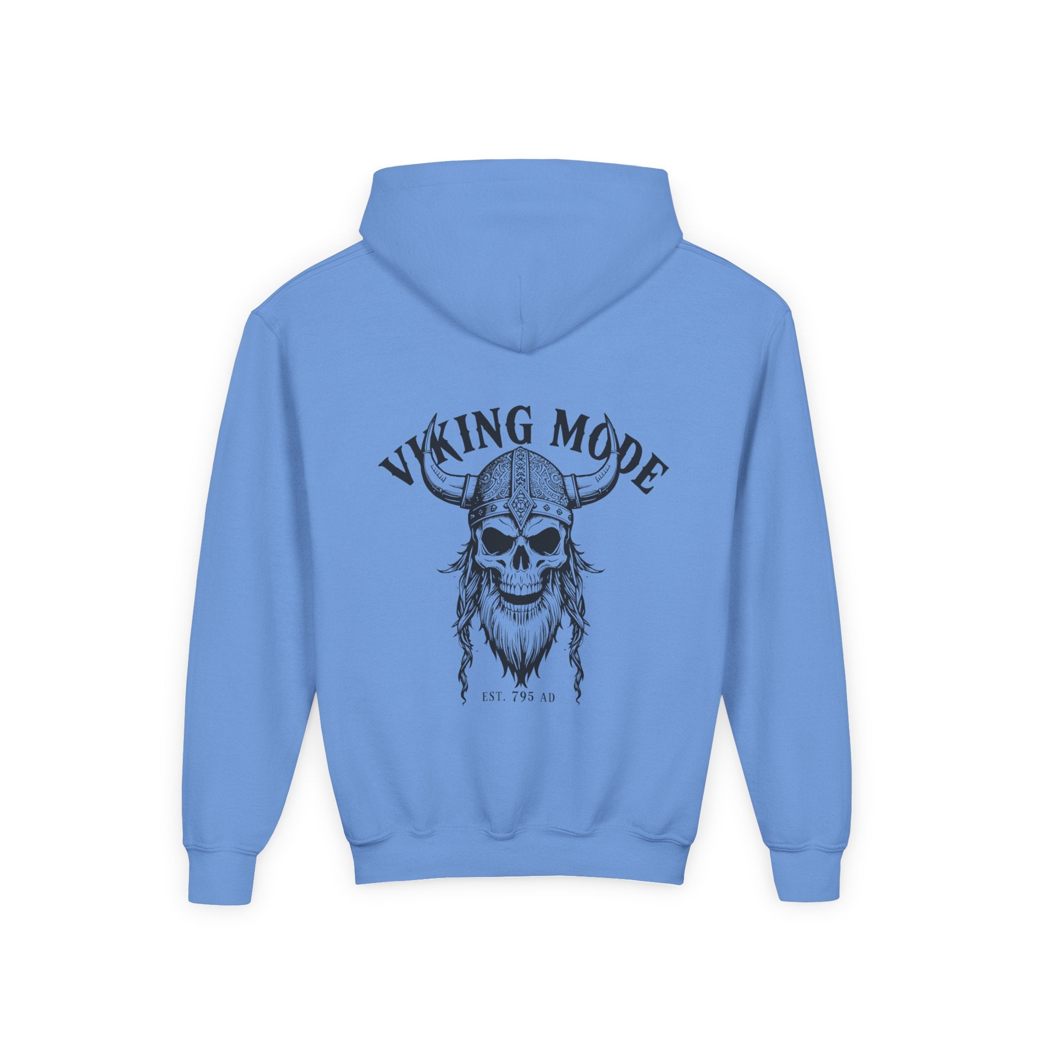 Viking Mode Skull with Horned Helmet Hoodie | Youth Hoodie