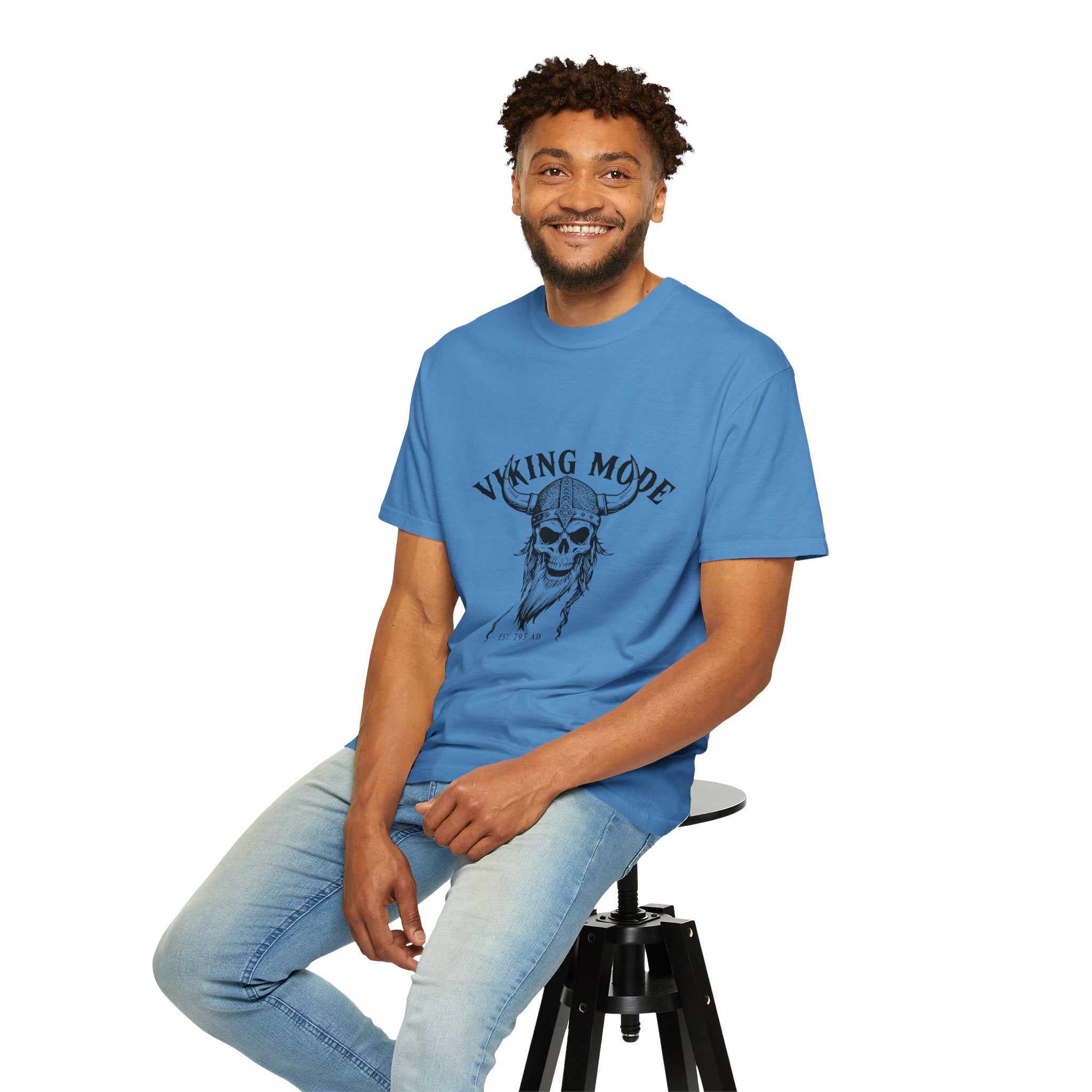Viking Mode Skull Viking T-shirt | Norse Helmet Skull Graphic Tee