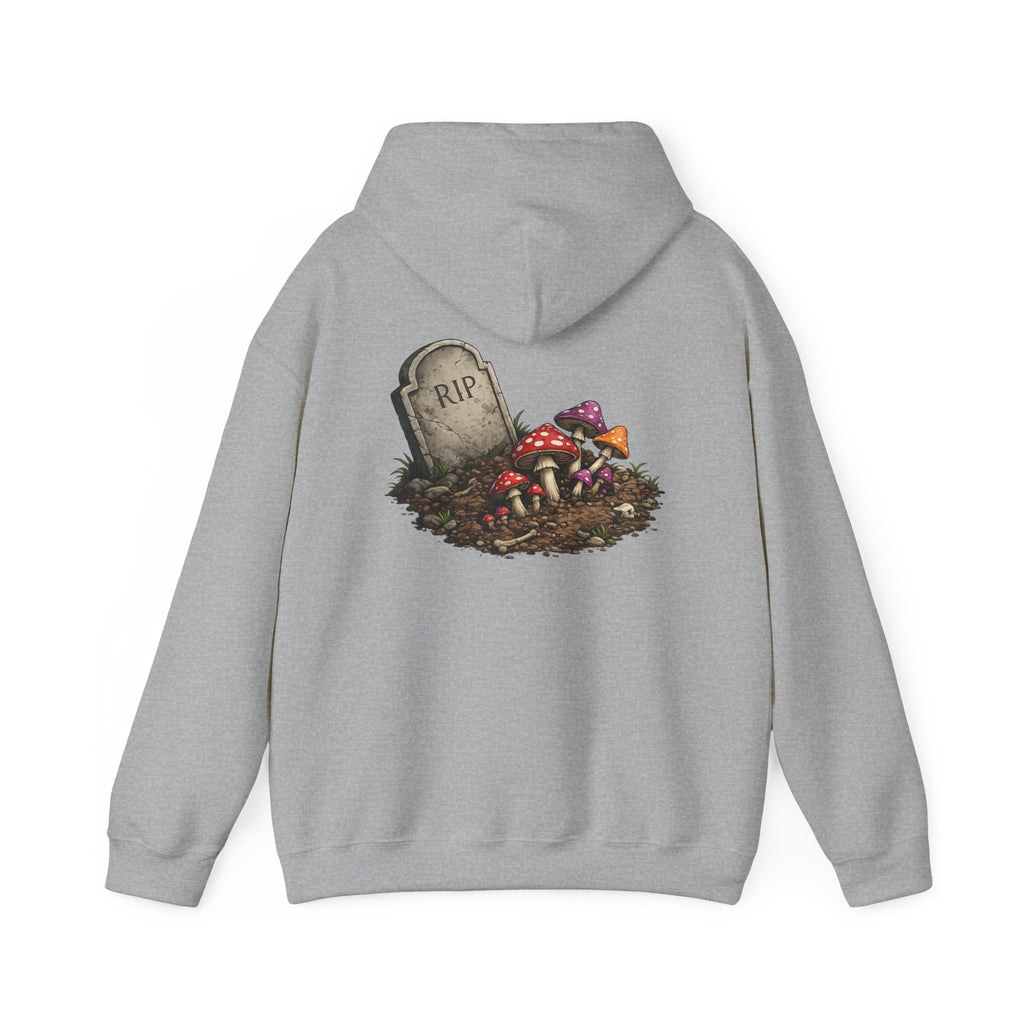 Mushroom Skull Hoodie — Gothic Mushroom Graveyard RIP Pullover