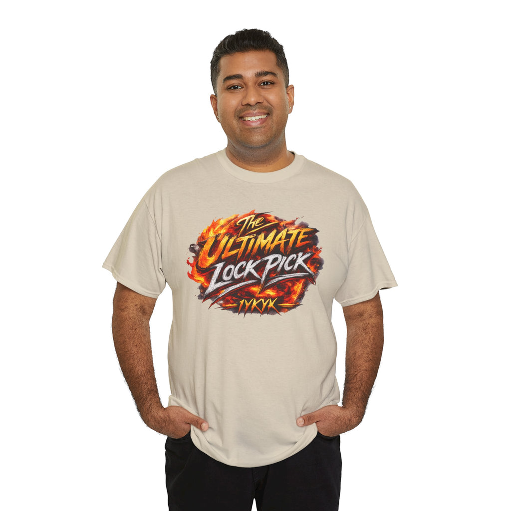T-Shirt — "Ultimate Lock Pick" Fiery Logo Graphic Tee