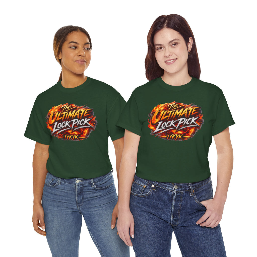 T-Shirt — "Ultimate Lock Pick" Fiery Logo Graphic Tee