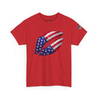 American Flag Kiss T‑Shirt – Patriotic USA Lip Print Tee for 4th of July