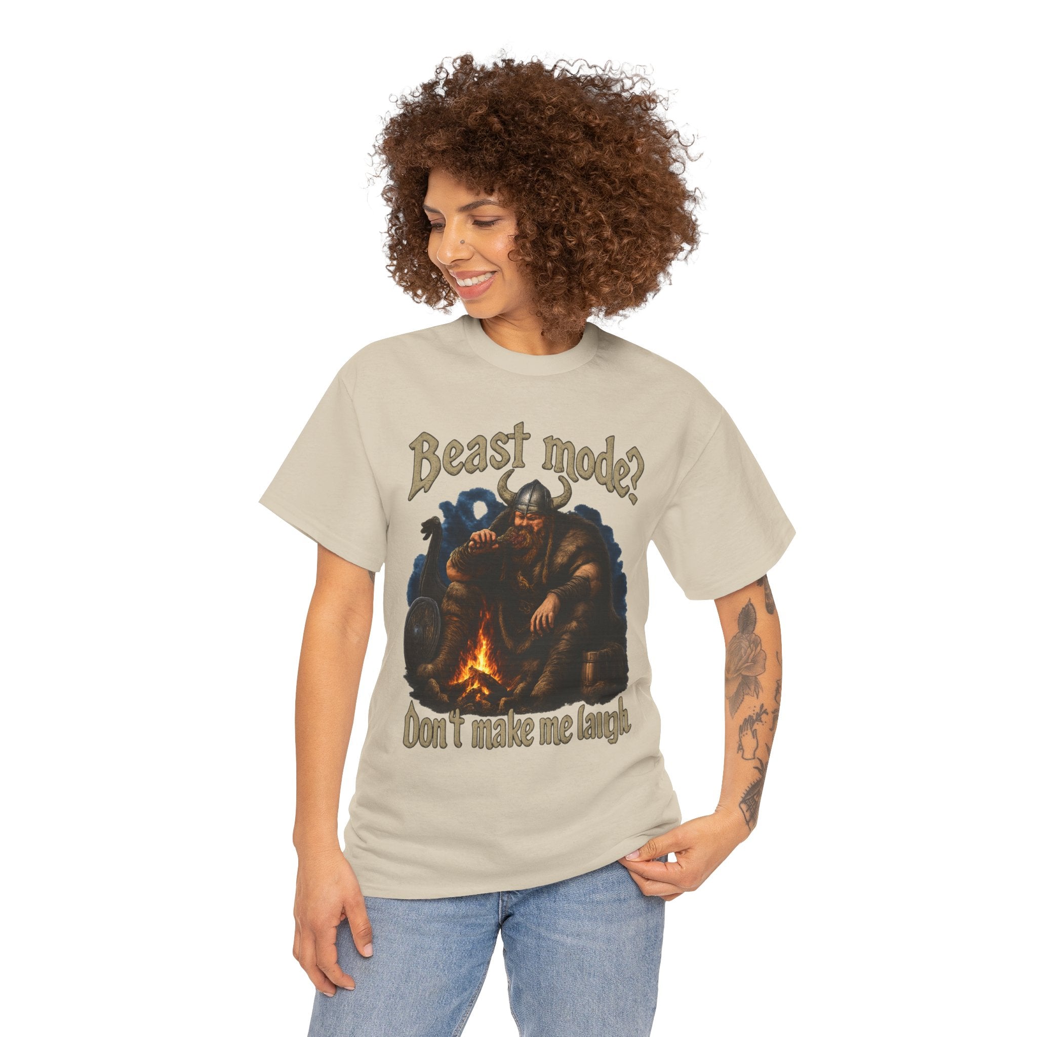 Viking Campfire T-Shirt — "Beast mode? Don’t make me laugh" Graphic Tee