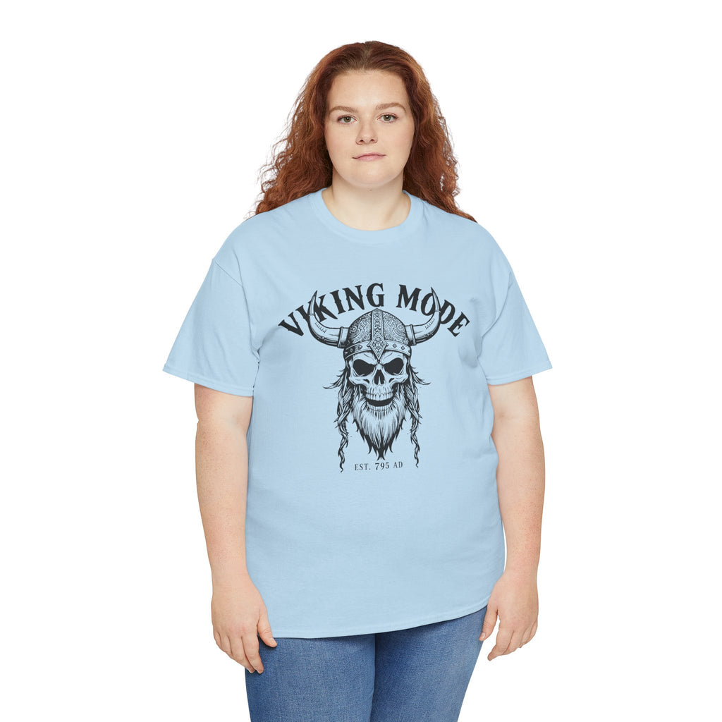 Viking Mode Skull Viking T-shirt | Norse Helmet Skull Graphic Tee