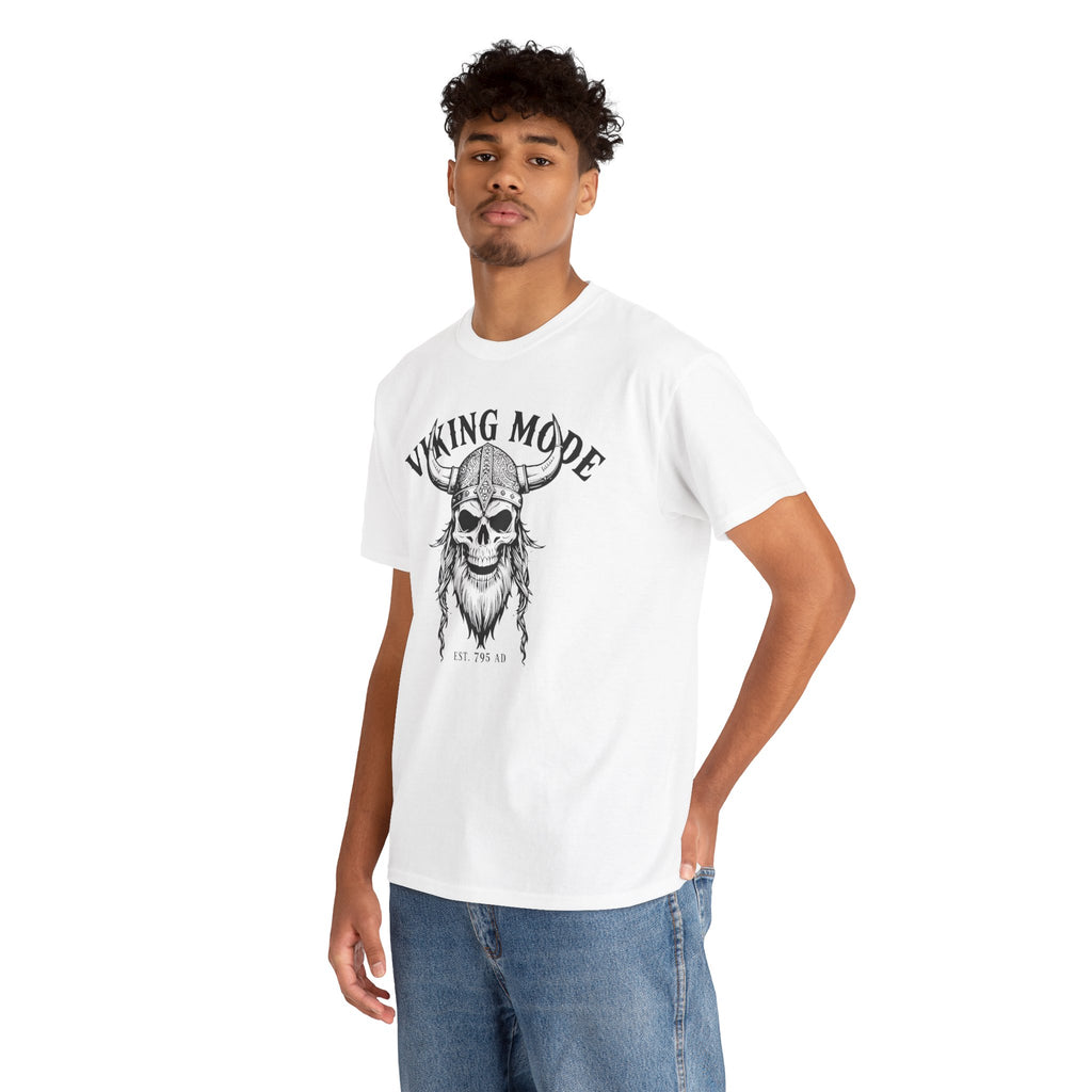 Viking Mode Skull Viking T-shirt | Norse Helmet Skull Graphic Tee