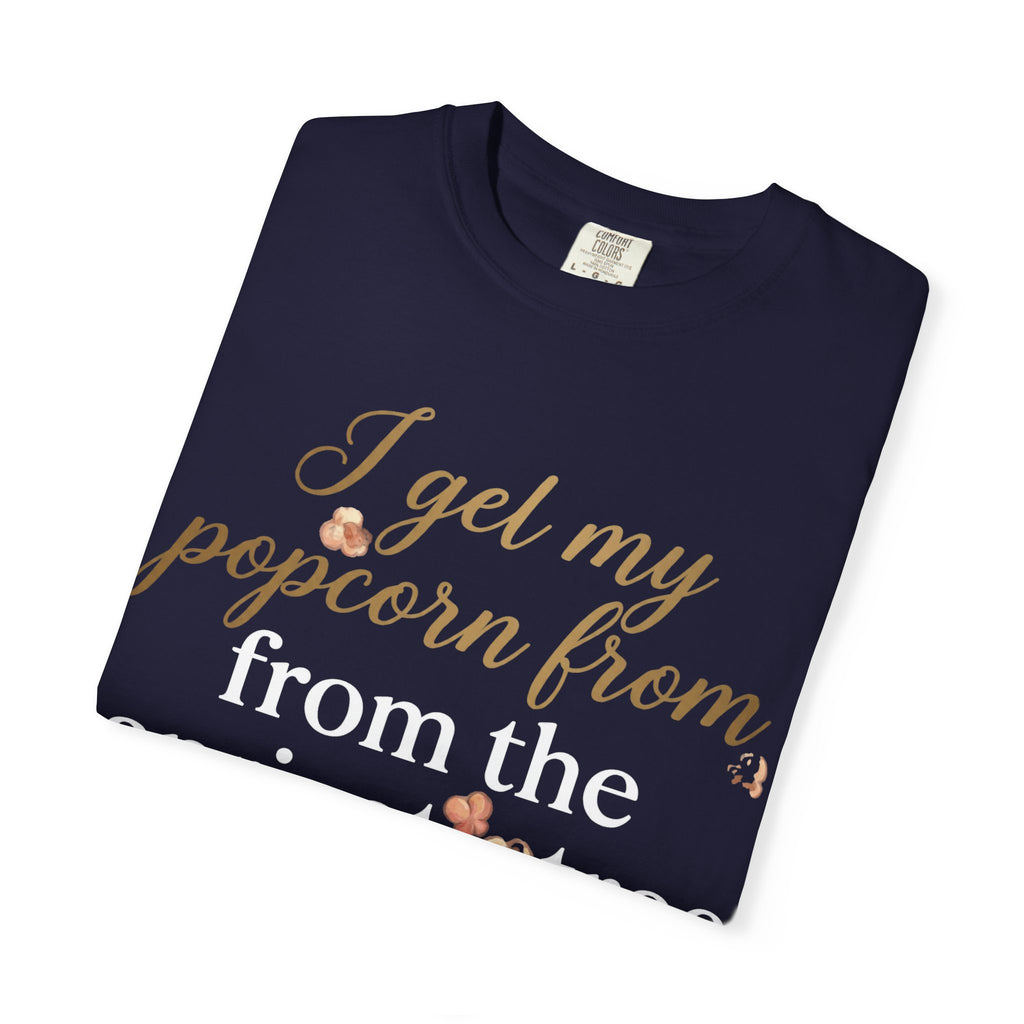T-Shirt — “I Get My Popcorn From The Apricot Tree” Script Graphic Tee | Hymns | LDS |