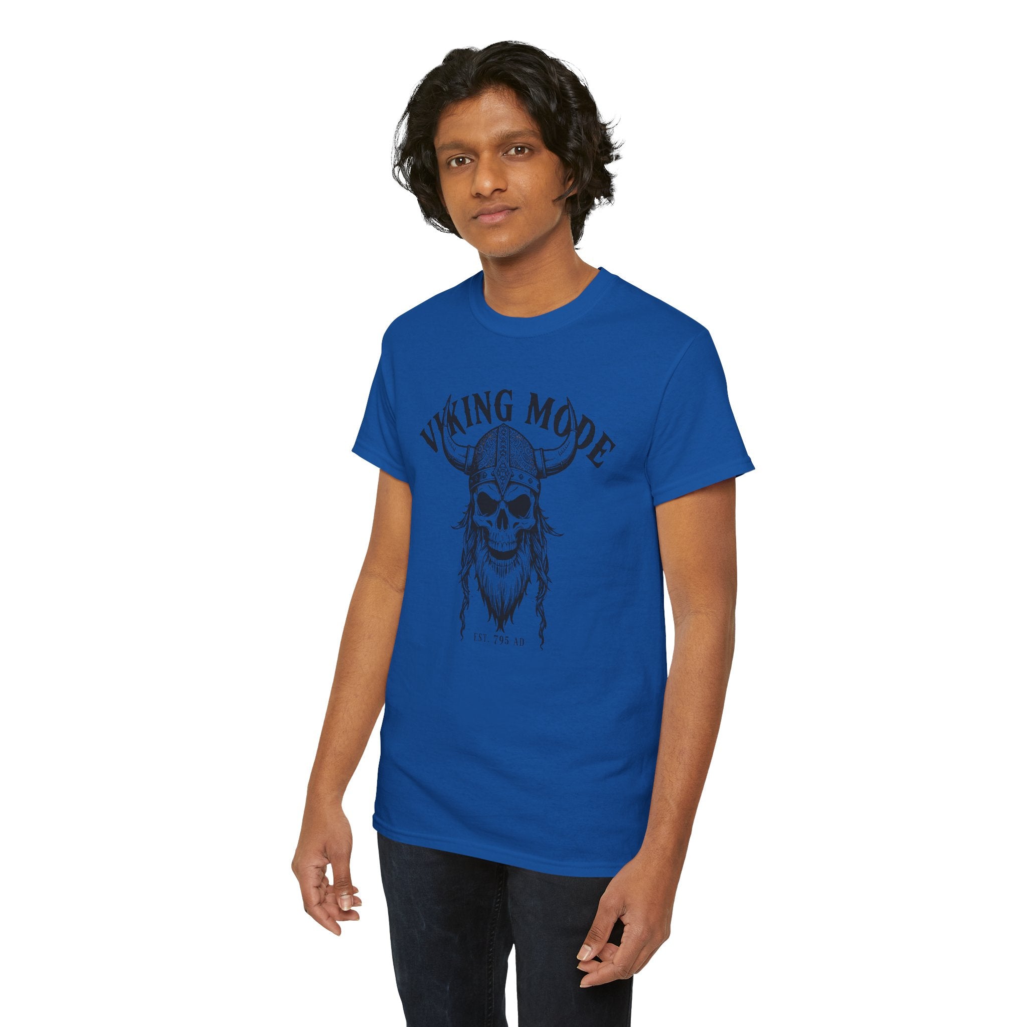 Viking Mode Skull Viking T-shirt | Norse Helmet Skull Graphic Tee