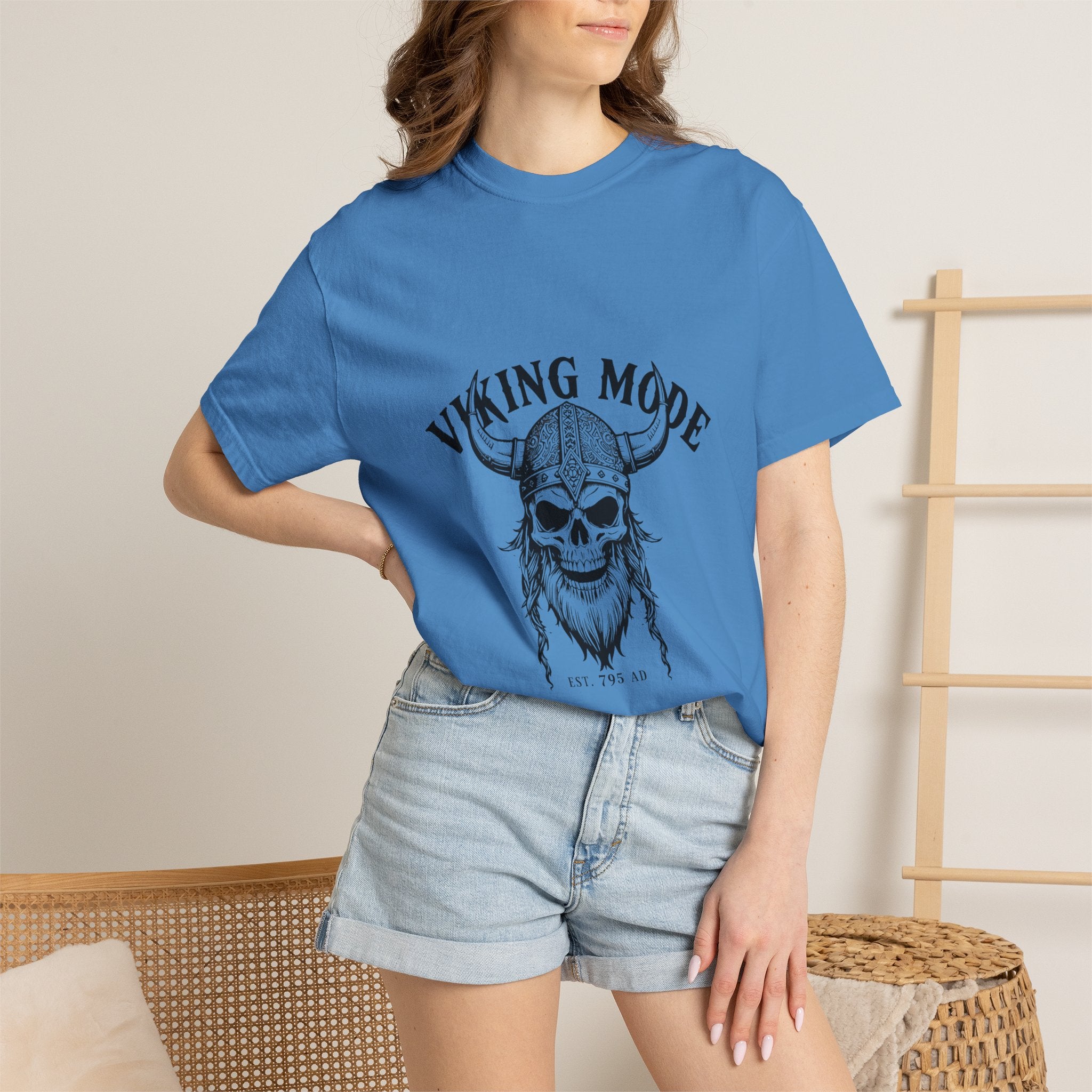 Viking Mode Skull Viking T-shirt | Norse Helmet Skull Graphic Tee