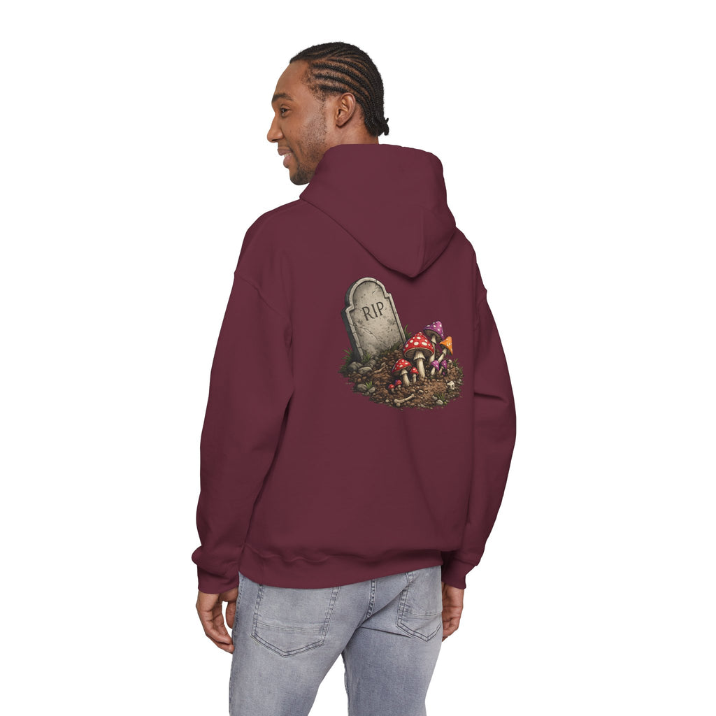 Mushroom Skull Hoodie — Gothic Mushroom Graveyard RIP Pullover