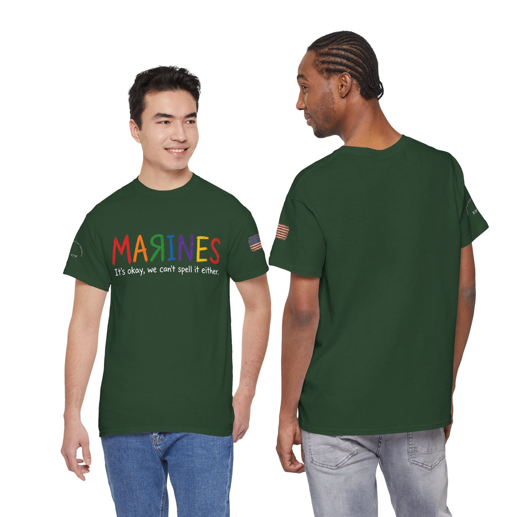 Marines Crayon Tee — “It’s okay, we can’t spell it either” Military Humor T-Shirt