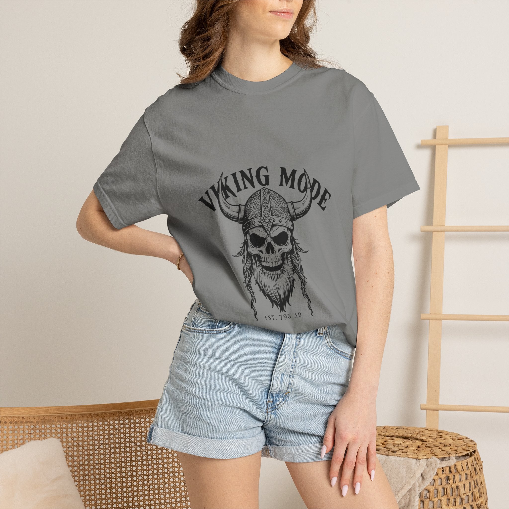 Viking Mode Skull Viking T-shirt | Norse Helmet Skull Graphic Tee