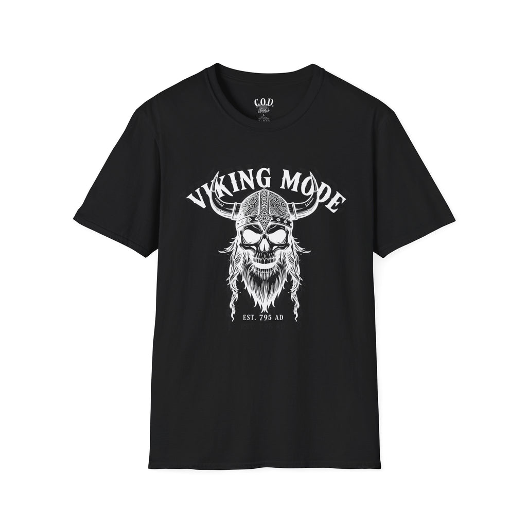 Viking Mode T-Shirt — Skull Horned Helmet Graphic