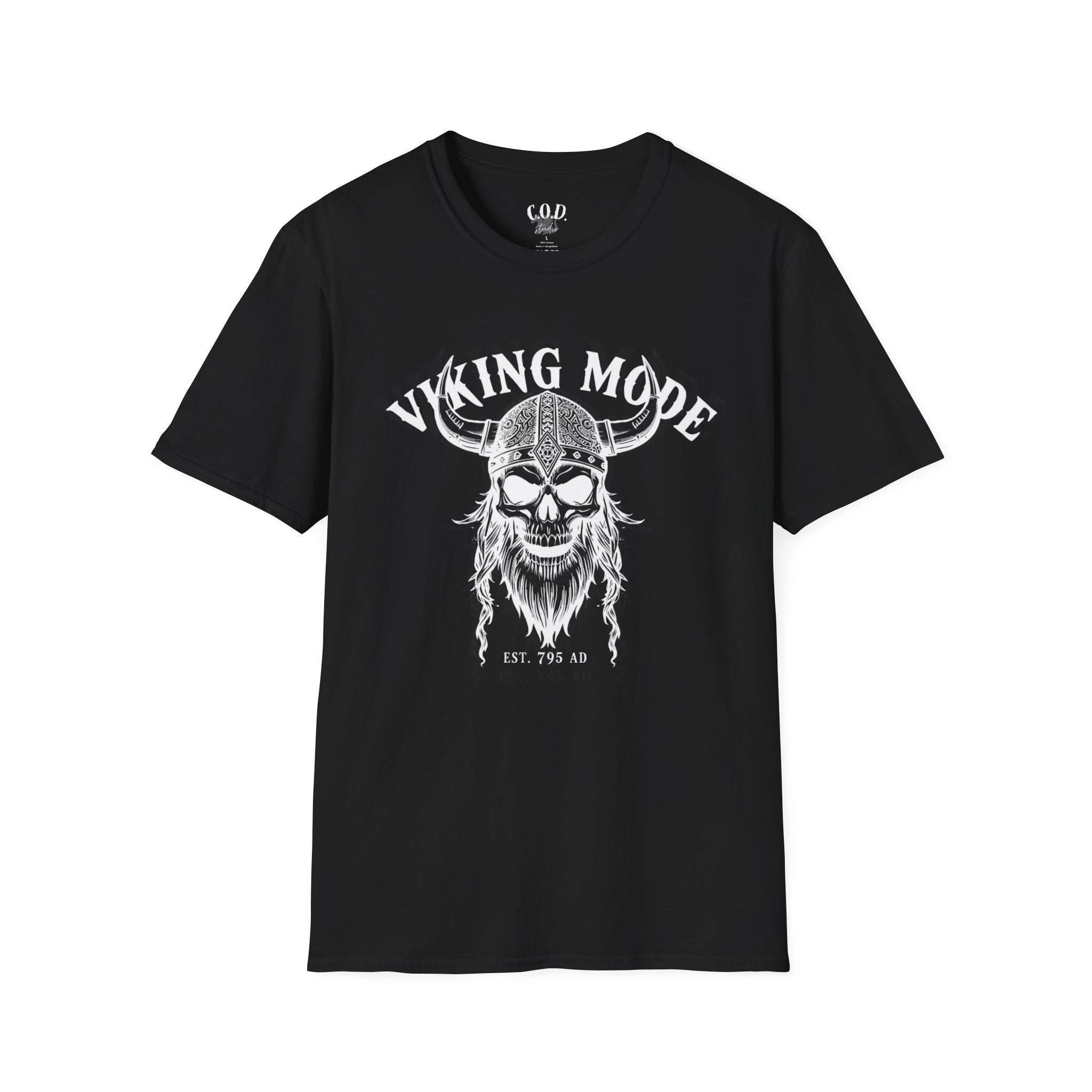 Viking Mode T-Shirt — Skull Horned Helmet Graphic