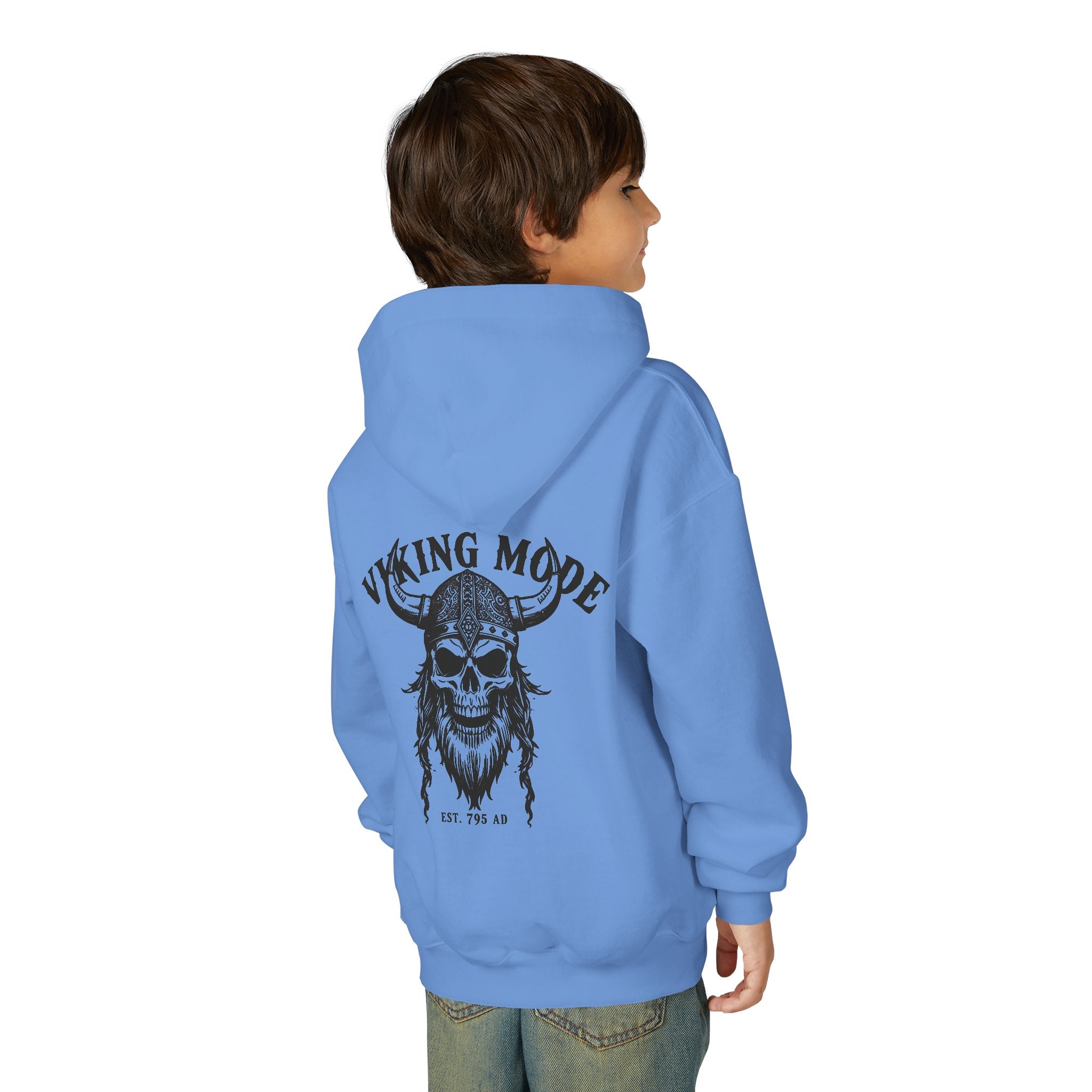 Viking Mode Skull with Horned Helmet Hoodie | Youth Hoodie