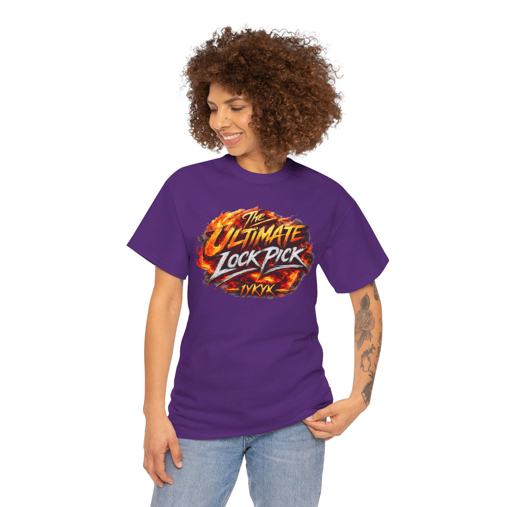 T-Shirt — "Ultimate Lock Pick" Fiery Logo Graphic Tee