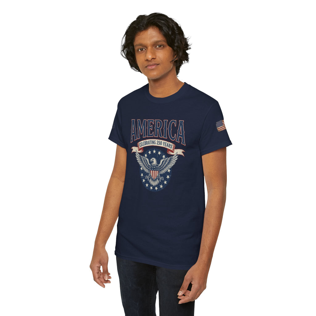 America Patriotic T‑Shirt – "America Celebrating 250 Years" Eagle Emblem