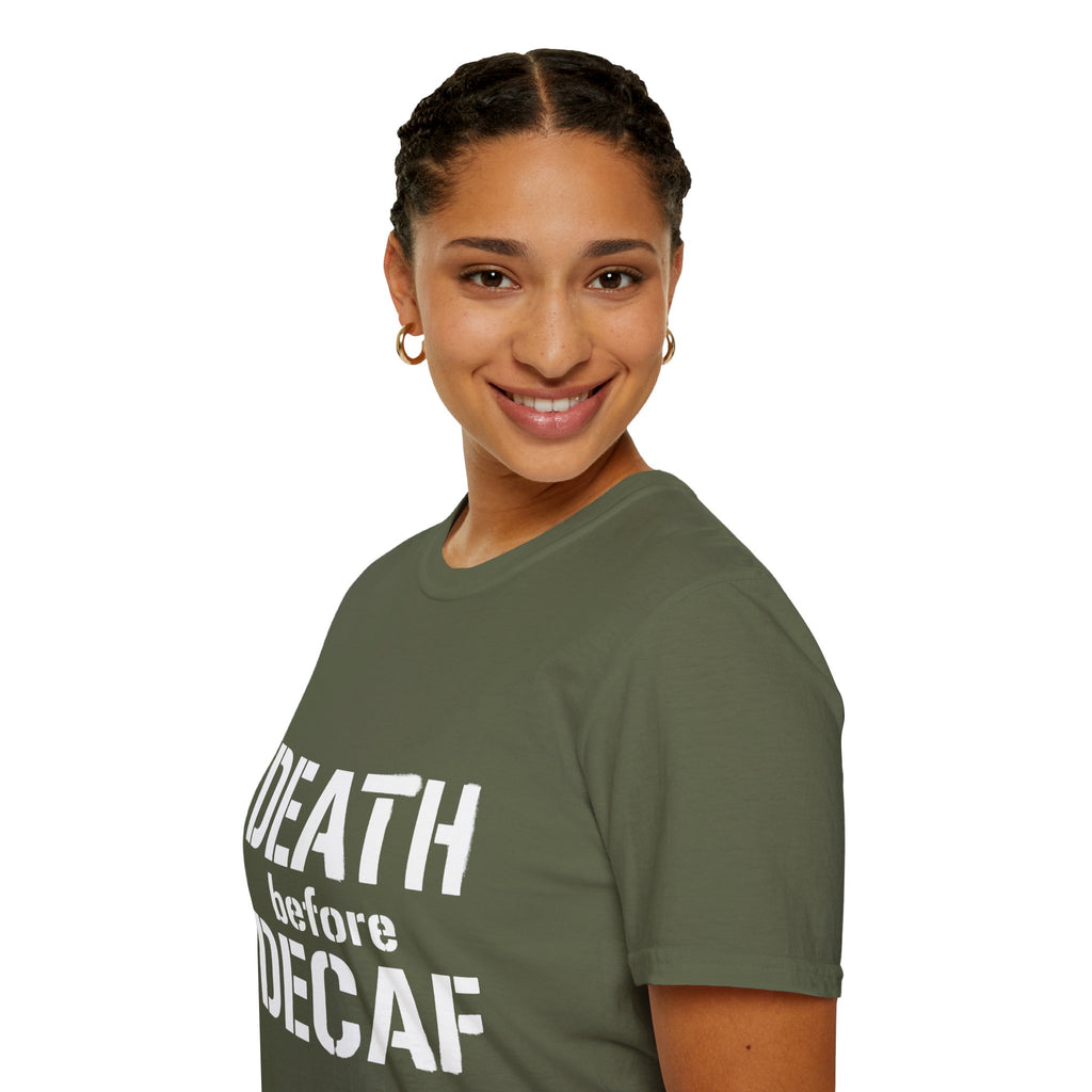 Death Before Decaf T-Shirt — Funny Coffee Lover Tee