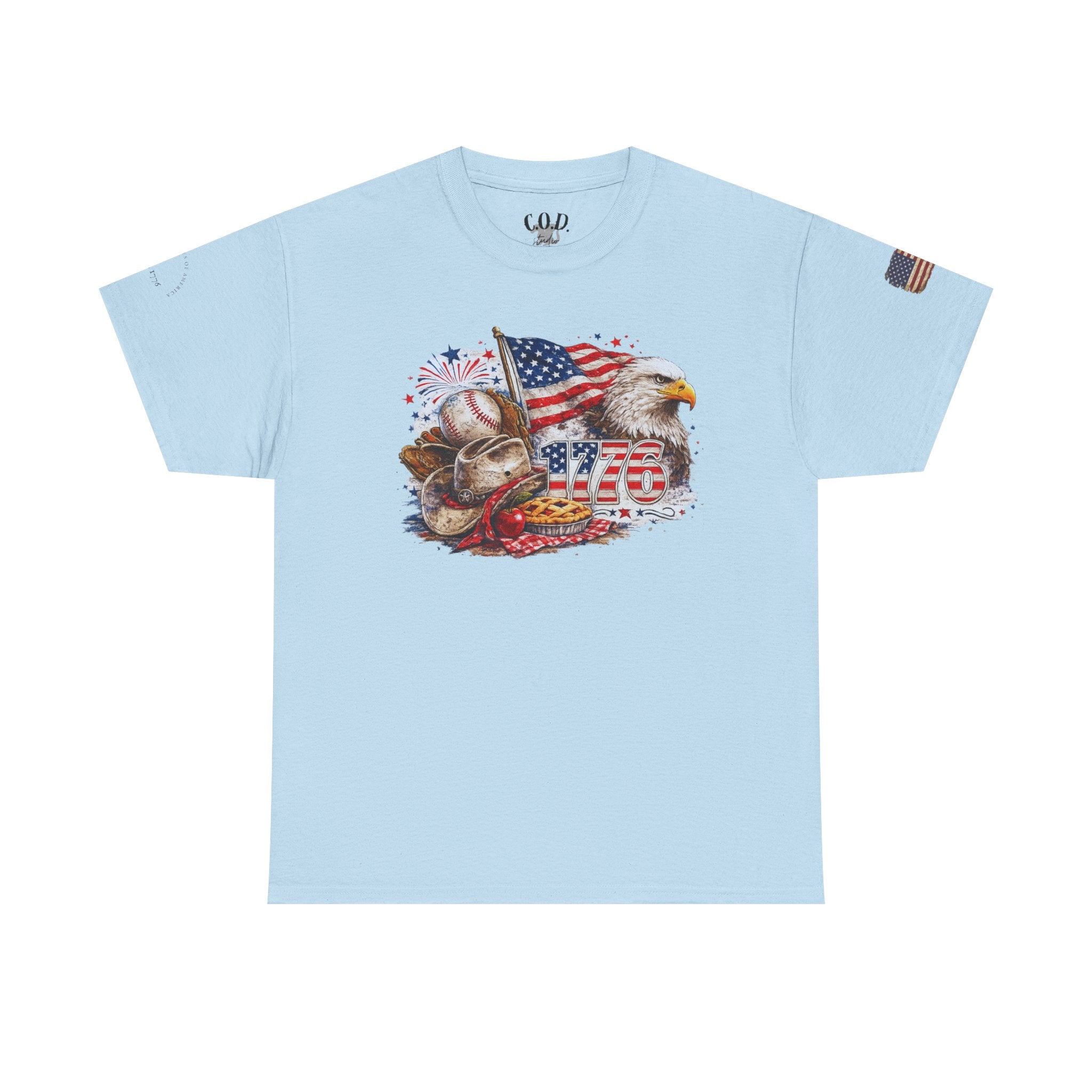 Patriotic Eagle American Flag T-Shirt — USA 1776 Military Tribute Tee