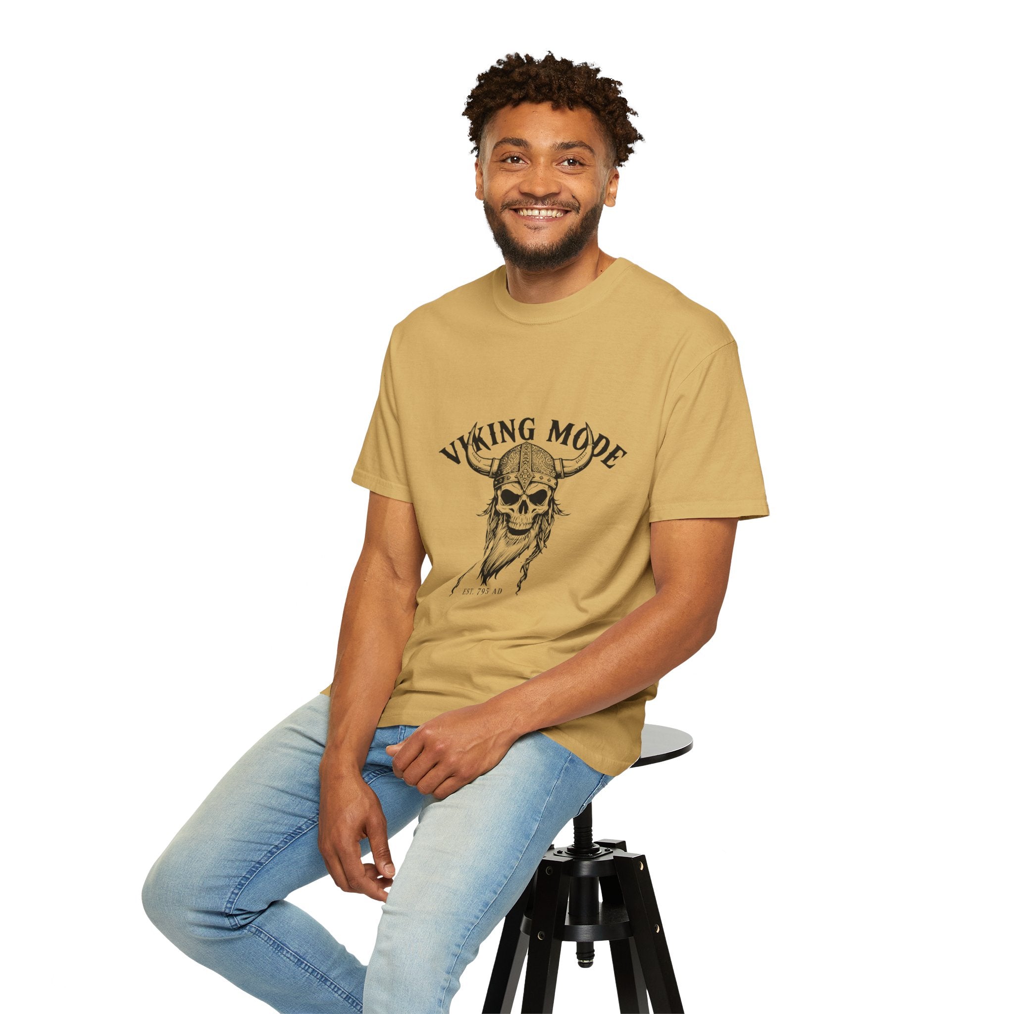 Viking Mode Skull Viking T-shirt | Norse Helmet Skull Graphic Tee