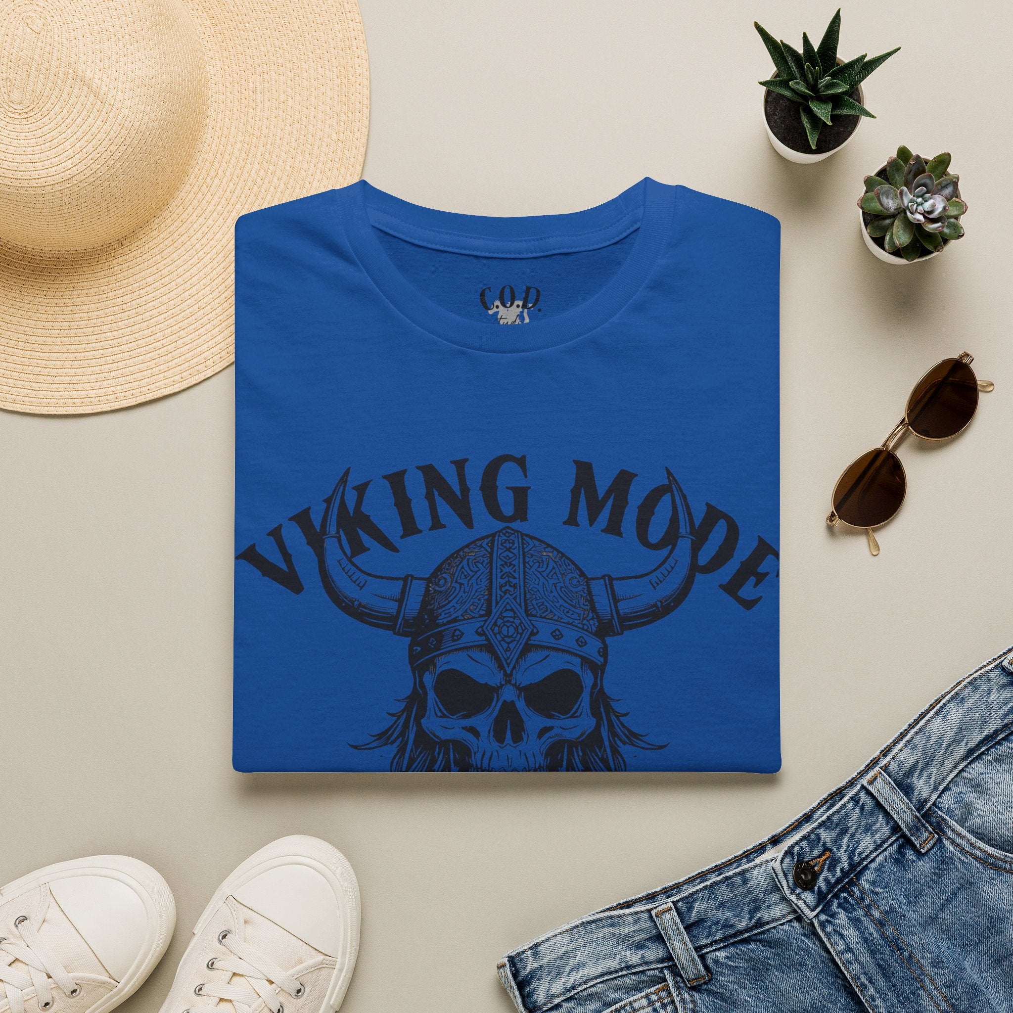 Viking Mode T-Shirt — Skull Horned Helmet Graphic