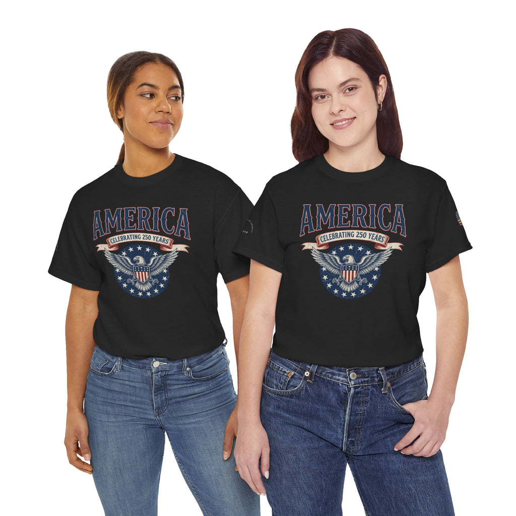 America Patriotic T‑Shirt – "America Celebrating 250 Years" Eagle Emblem