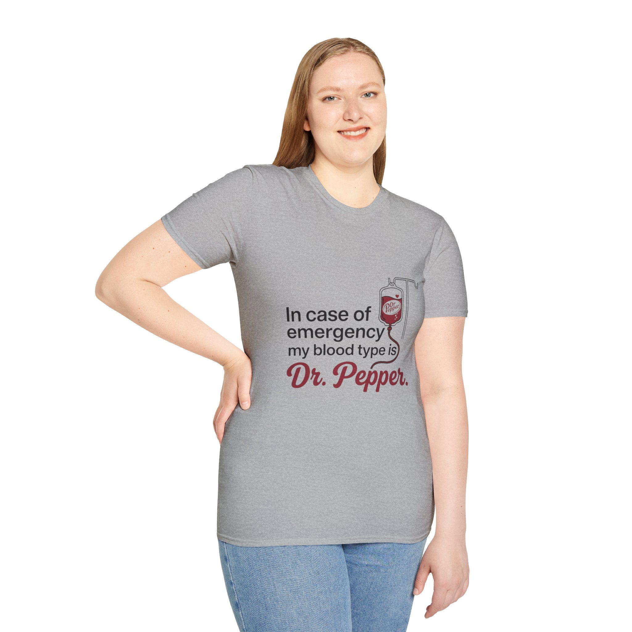 Dr Pepper T-Shirt — "In Case of Emergency My Blood Type Is Dr. Pepper" Funny Soda Tee