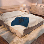 Viking Mode Skull with Horned Helmet Velveteen Blanket | Norse Warrior Design