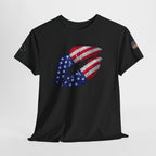 American Flag Kiss T‑Shirt – Patriotic USA Lip Print Tee for 4th of July