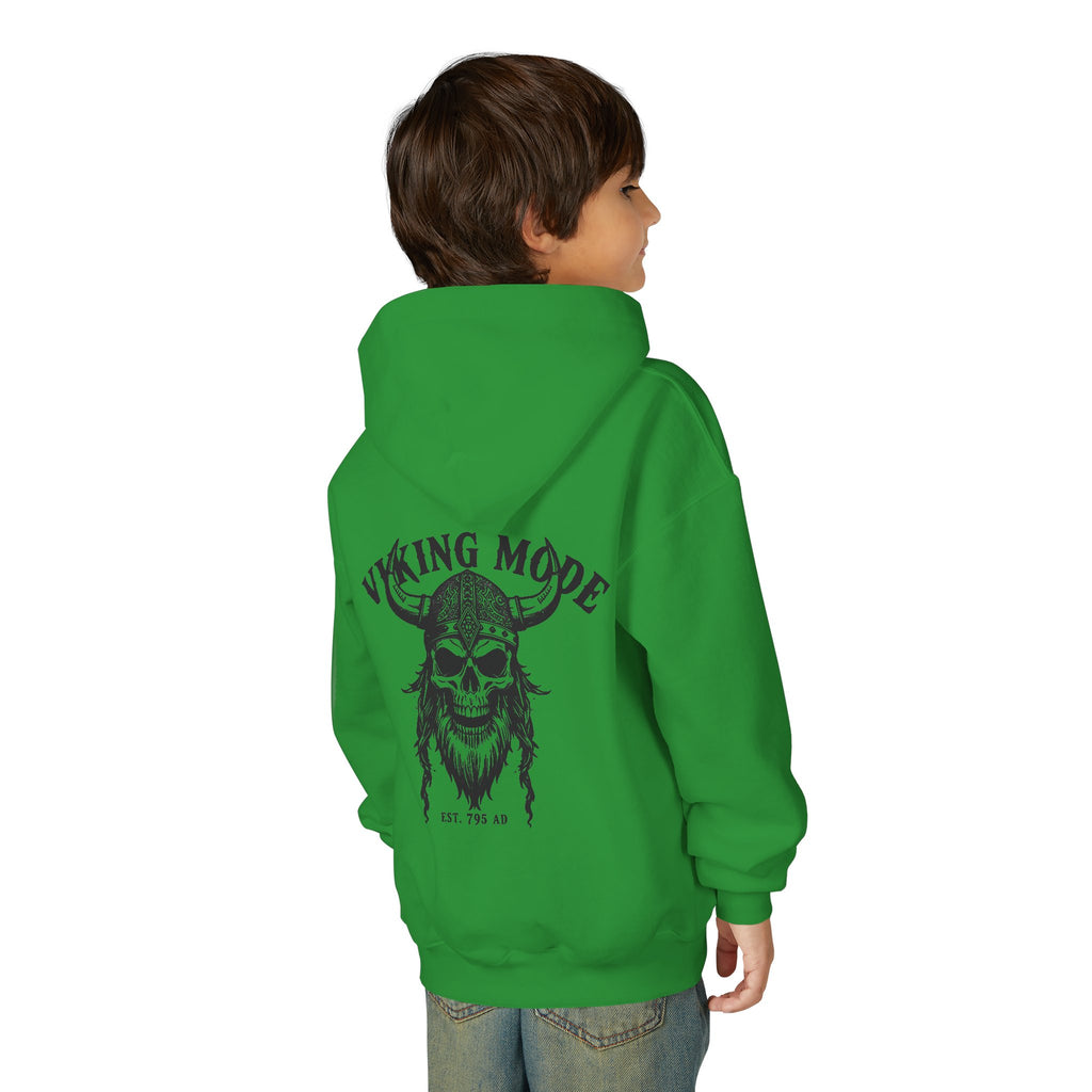 Viking Mode Skull with Horned Helmet Hoodie | Youth Hoodie