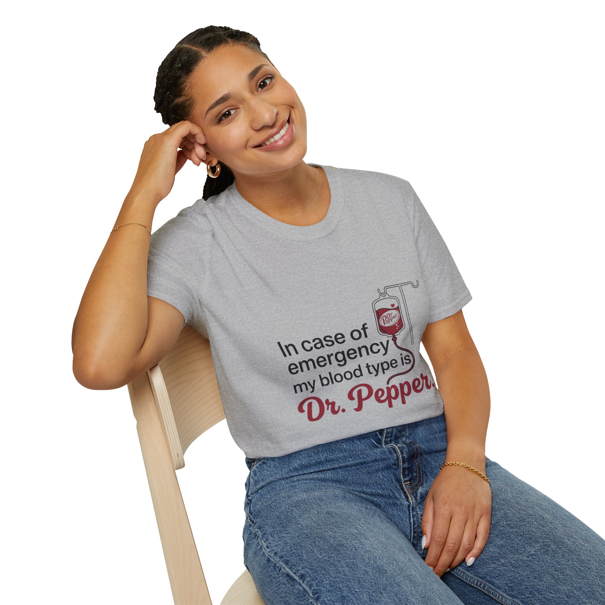 Dr Pepper T-Shirt — "In Case of Emergency My Blood Type Is Dr. Pepper" Funny Soda Tee