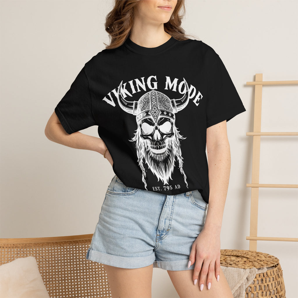 Viking Mode T-Shirt — Skull Viking Helmet Graphic Tee