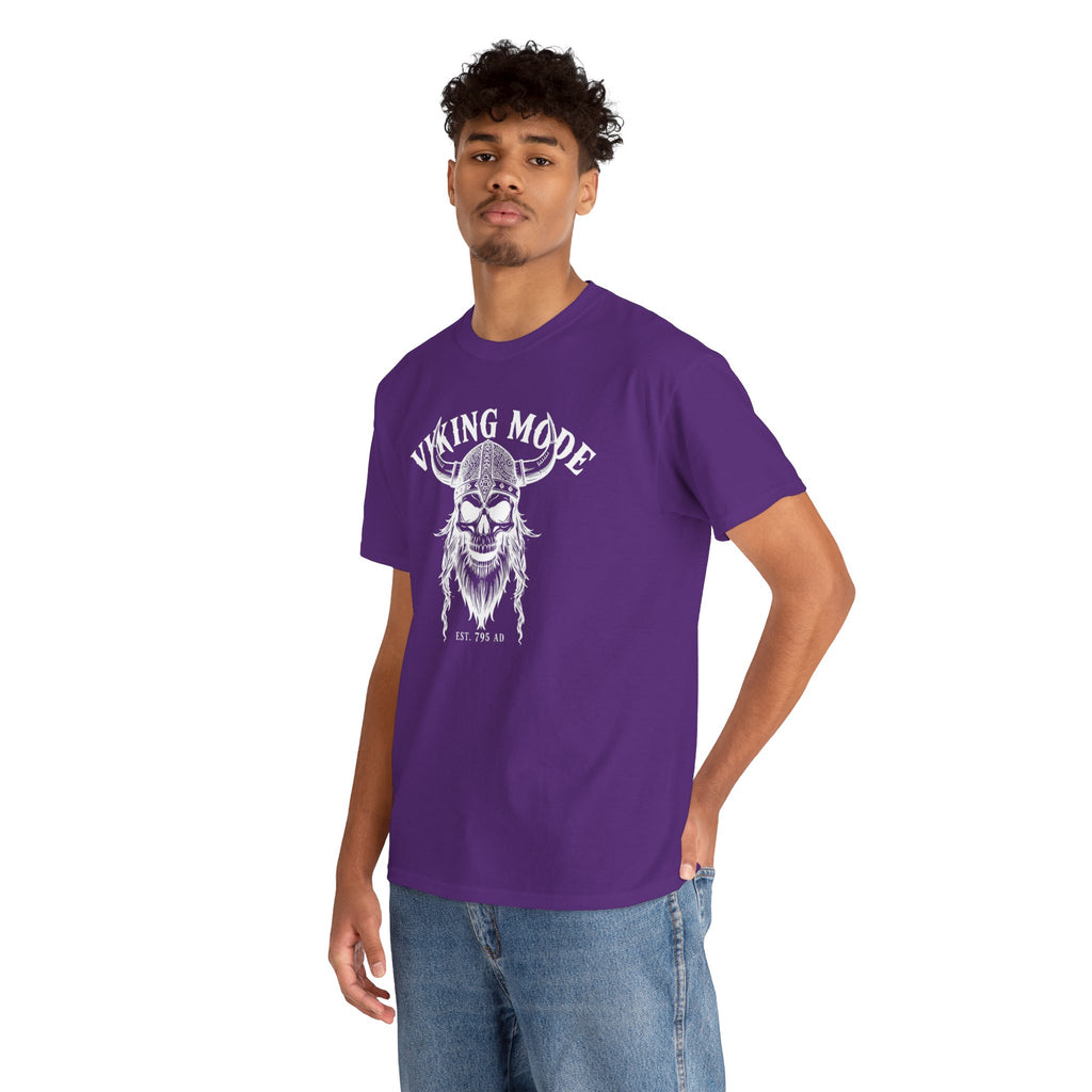 Viking Mode Skull Viking T-shirt | Norse Helmet Skull Graphic Tee