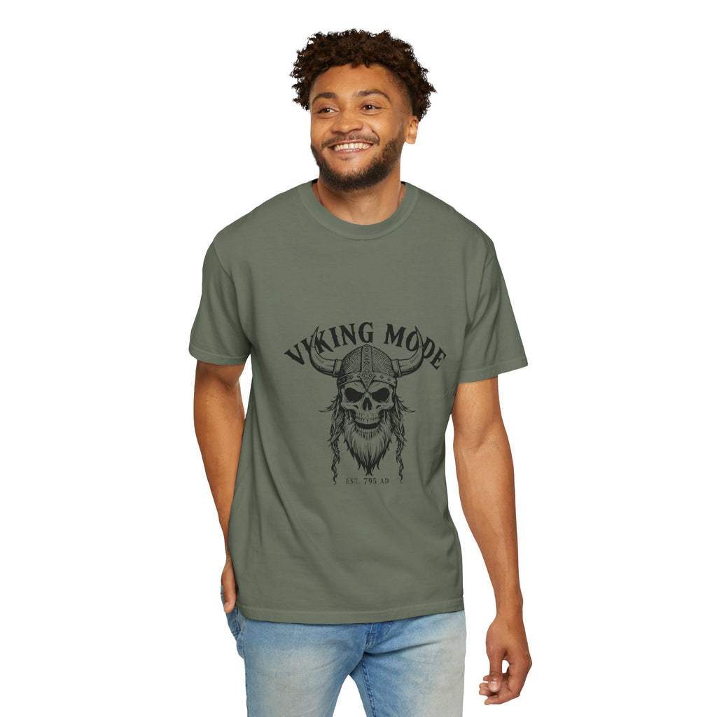 Viking Mode Skull Viking T-shirt | Norse Helmet Skull Graphic Tee