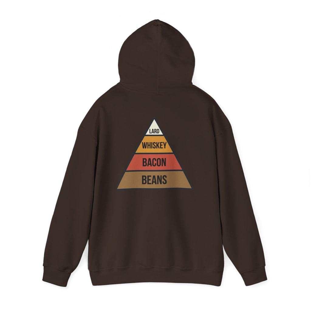 Food Pyramid Design Hoodie | Beans Bacon Whiskey Lard Illustration
