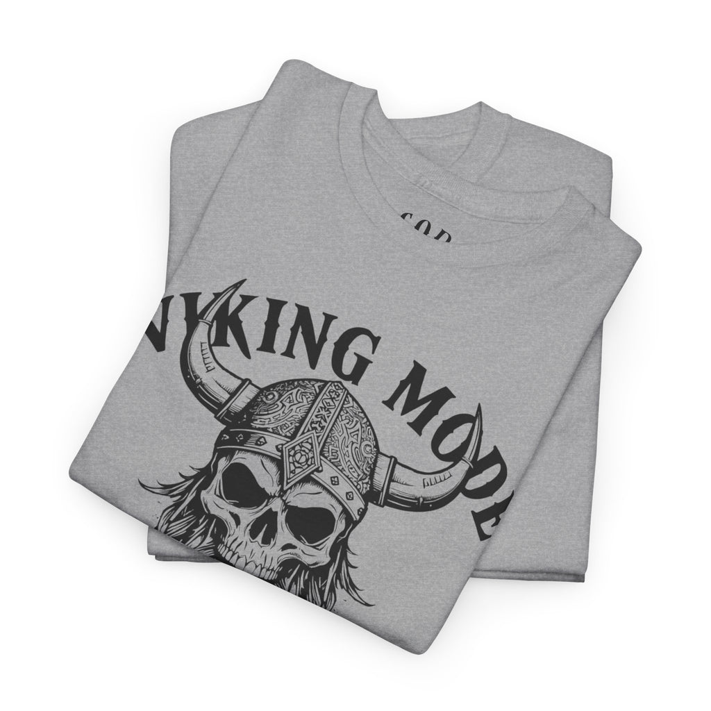 Viking Mode Skull Viking T-shirt | Norse Helmet Skull Graphic Tee
