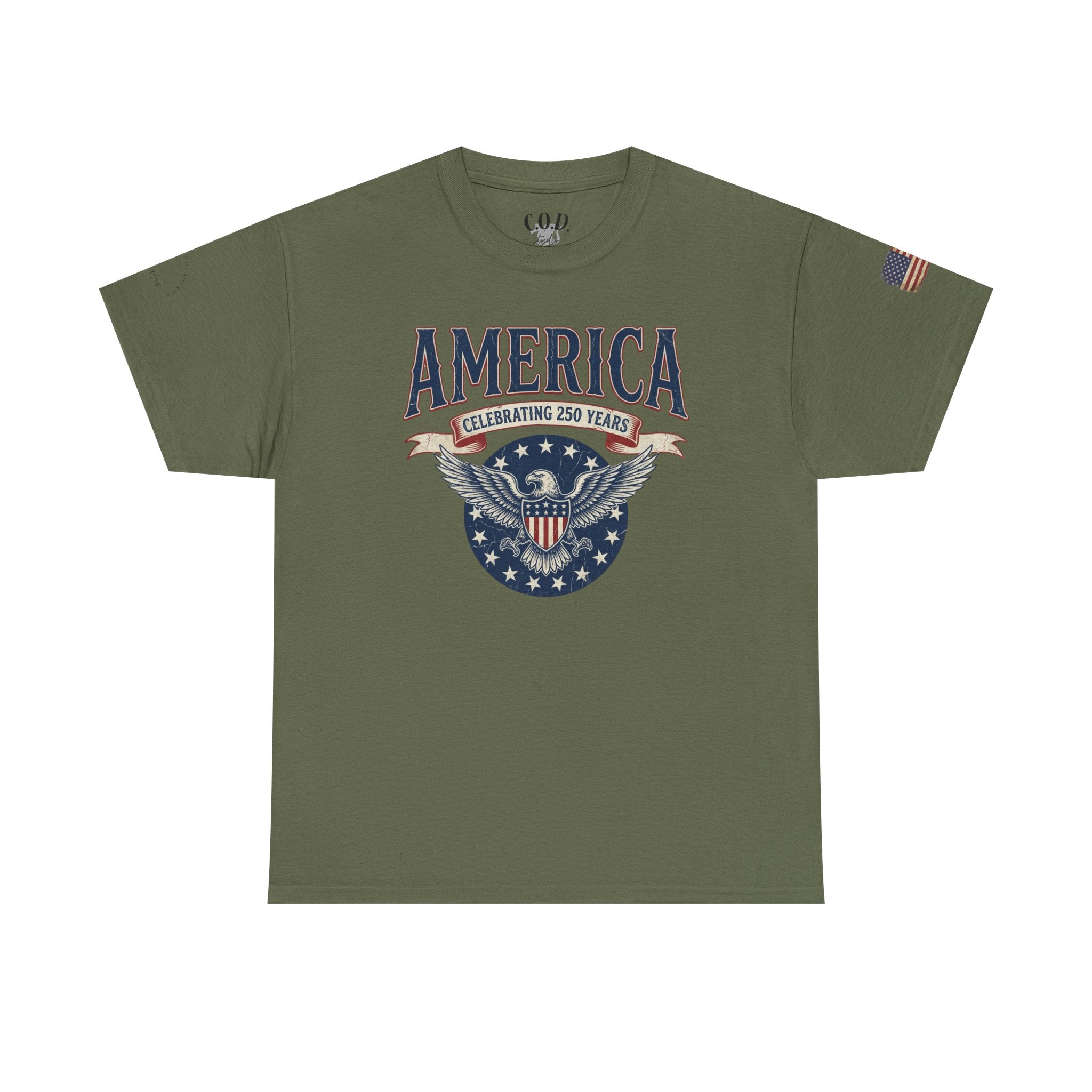America Patriotic T‑Shirt – "America Celebrating 250 Years" Eagle Emblem