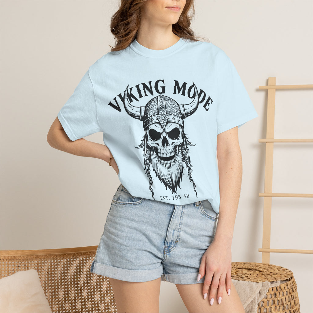 Viking Mode T-Shirt — Skull Viking Helmet Graphic Tee