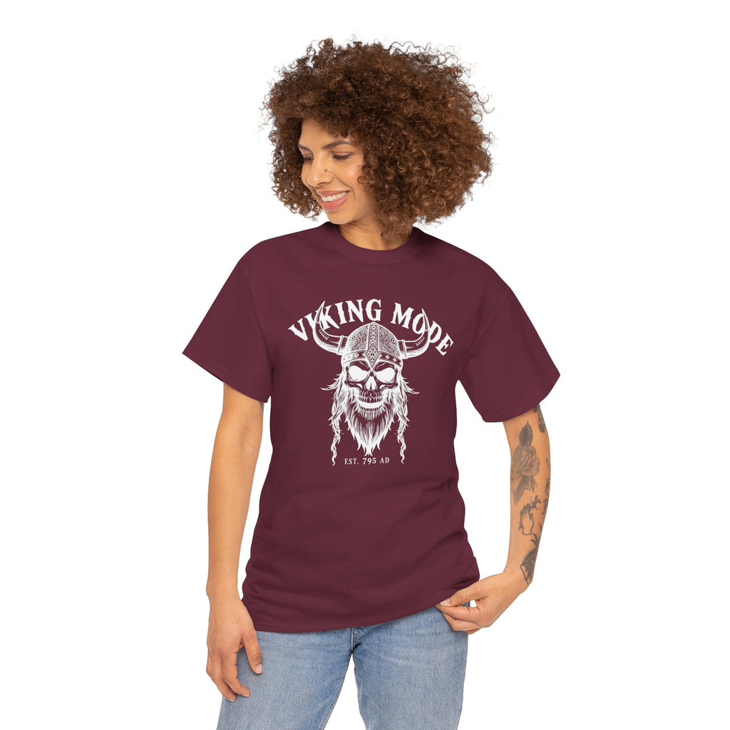 Viking Mode Skull Viking T-shirt | Norse Helmet Skull Graphic Tee