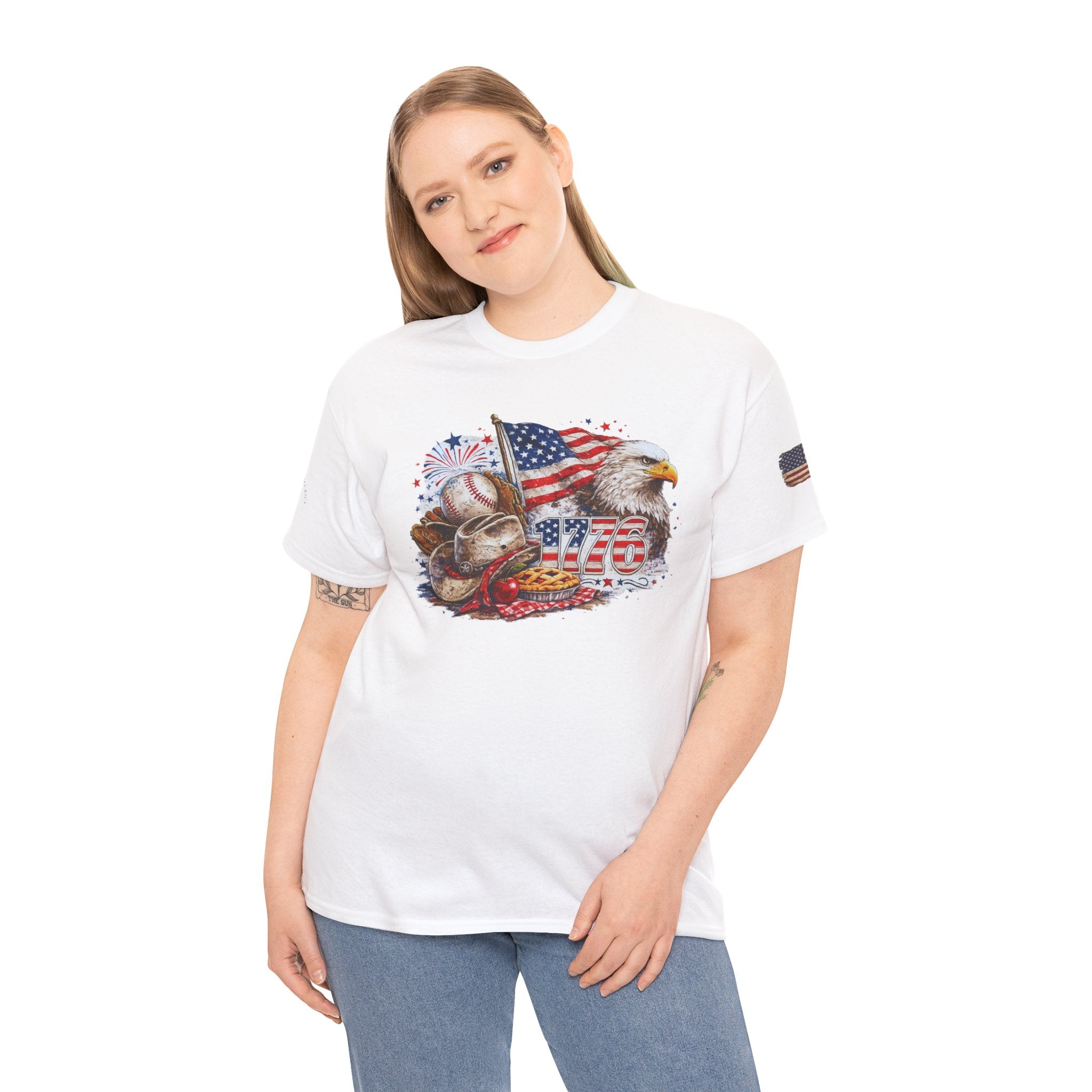 Patriotic Eagle American Flag T-Shirt — USA 1776 Military Tribute Tee