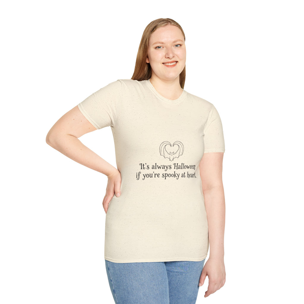 Halloween Bat Heart T-Shirt — "It's Always Halloween If You're Spooky at Heart"